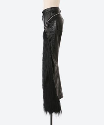 未使用※junya watanabeフェイクファーアクセサリー フェイクレザー×フェイクファーパンツ JP―P042―051