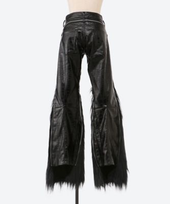 JUNYA WATANABE 22AW レザートリミングフェイクファーコート フェイクレザー×フェイクファーパンツ JP―P042―051
