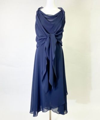 ３６ ロングワンピース ネイビー ストール付 ４４号 カラーフォーマルウエア の通販 伊勢丹オンラインストア