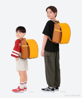【送料無料】【三越伊勢丹オリジナル】ヨーロピアンカーフ×牛革コンビランドセル　イエロー×キャメル　　