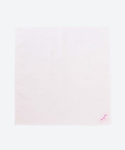 ＜三越伊勢丹/公式＞ 刺繍入り綿ハンカチ レースリボンピンク画像