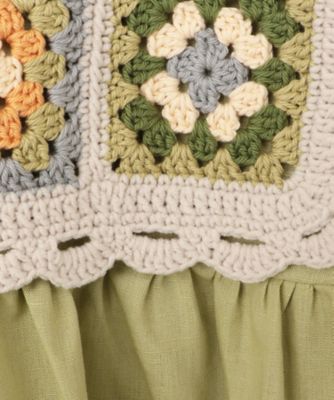ワンピース　Ｌｉｎｅｎ　Ｄｒｅｓｓ　ｗｉｔｈ　Ｃｒｏｃｈｅｔ