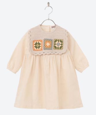 【SALE】RKO (Baby & Kids)/アールケーオー ワンピース Linen Dress with Crochet beige ワンピース・ドレス【三越伊勢丹/公式】