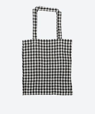 LINEN GINGHAM CHECK TOTE BAG | R & D.M.Co