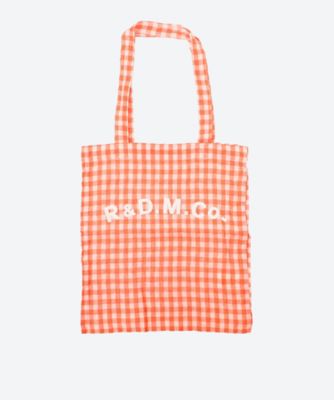 LINEN GINGHAM CHECK TOTE BAG | R & D.M.Co