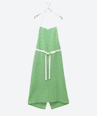 LINEN GINGHAM CHECK APRON | R & D.M.Co