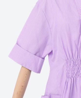 【美品】ebure エブール バンドカラー　ストライプ　ワンピース　ウエストゴム カラーストライプ ワンピース | ebure (Women)/エブール | 三越伊勢丹