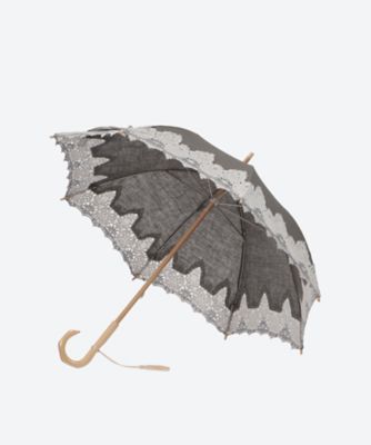晴雨兼用長傘　日傘　 紺と白のレース　近沢レース　資生堂ノベルティー新品 資生堂 日傘 USED美品 フラワー レース ネイビー 高級 晴雨兼用 花椿