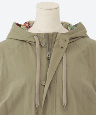 コットンナイロン＋メッシュフラワーパレットプリントフーディ