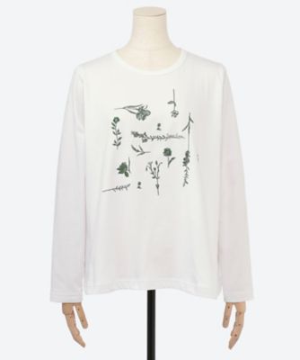 プレーティング天竺ウォールフラワー刺繍ロングスリーブカットソー　４６９５０２５１