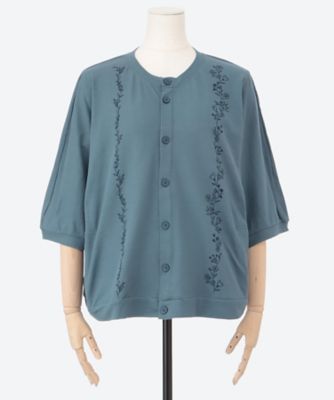 ＳＺ強撚天竺フラワーロンド単色刺繍ドルマンカーディガン　４６９４０２５２