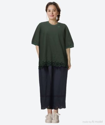 ミニ裏毛サークルスカラップケミカルレースＴシャツ　４６９５０４５２