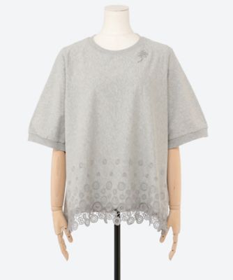 ミニ裏毛サークルスカラップケミカルレースＴシャツ　４６９５０４５２
