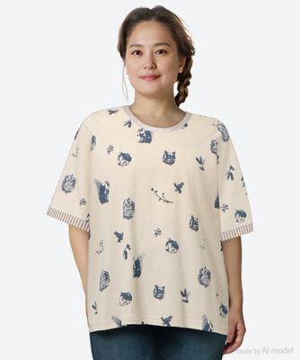 super hakka feuille (Women/大きいサイズ)/スーパーハッカ　フィーユ SUPER HAKKA×庄島歩音「tiny lives」プリントTシャツ 46951352