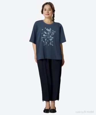 ドットと花瓶刺繍Ｔシャツ　４６９５１９５２