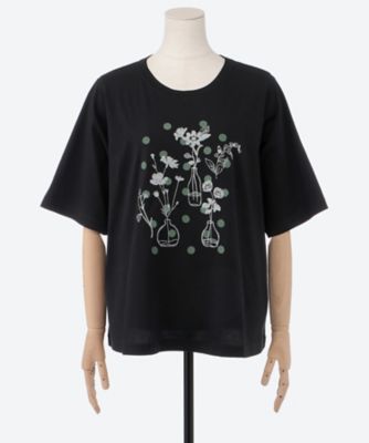 ドットと花瓶刺繍Ｔシャツ　４６９５１９５２