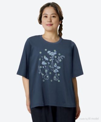 super hakka feuille (Women/大きいサイズ)/スーパーハッカ　フィーユ ドットと花瓶刺繍Ｔシャツ　４６９５１９５２