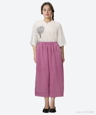 セルロース麻製品染めタックストレートイージーパンツ