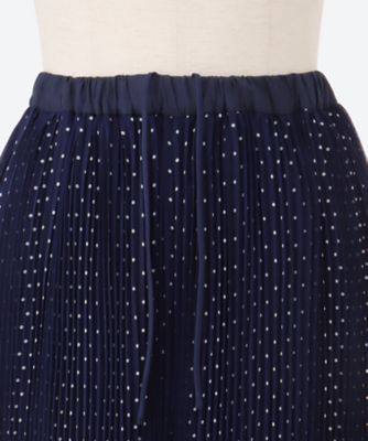 エステルシフォンドットプリントクリスタルプリーツワイドパンツ（裏地