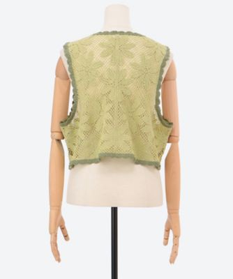ベスト ジレ マーガレットリリアンコード刺繍ベスト レディース meilmada ベスト ジレ 深Vネックニットベスト レディース