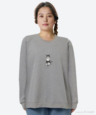 ＜super hakka feuille (Women/大きいサイズ)＞ＳＵＰＥＲ　ＨＡＫＫＡ×保坂優子　「このドレス」プリント＋刺繍スウェット　トレーナー　４６９５１８５３