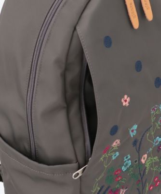 glanta」フラワー＆ドット刺繍ラウンドリュック