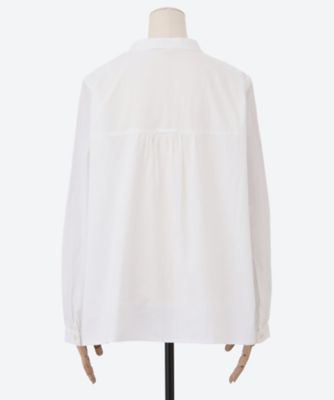 コットンサンドウォッシュ テンドリルブルーム刺繍バンドカラー