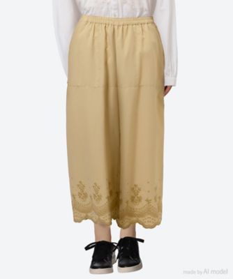 ＜super hakka feuille (Women/大きいサイズ)＞ポリエステルツイル小花柄スカラップレースワイドパンツ　４６１６０１５４