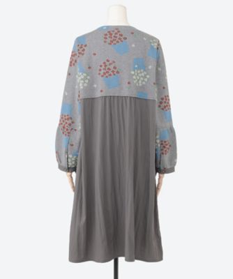 コットンポリエステル フラワーポットニットジャカードワンピース