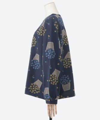 コットンポリエステル フラワーポットニットジャカードプルオーバー