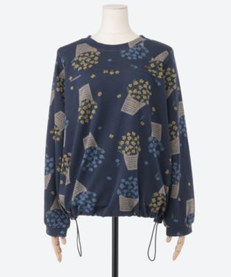 コットンポリエステル フラワーポットニットジャカードプルオーバー