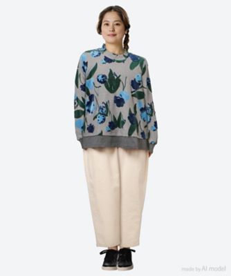 フラッフィーフラワーベロアジャカードモックネックプルオーバー