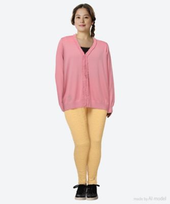 フラワーワンポイント刺繍コットンアクリルフリルタックニット