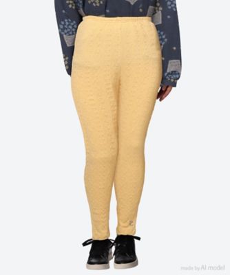 【送料無料】super hakka feuille (Women/大きいサイズ)/スーパーハッカ フィーユ フラワーワンポイント刺繍ストレッチケーブルジャカードレギンス 46960054 40イエロー パンツ・ズボン【三越伊勢丹/公式】