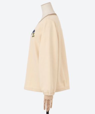 プルームレットハンド刺繍キルティングダブルジャカードプルオーバー