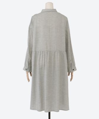 コットンビエラ先染めシャンブレービッグポピーブーケ刺繍シャツ