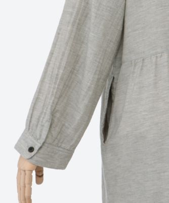 コットンビエラ先染めシャンブレービッグポピーブーケ刺繍シャツ