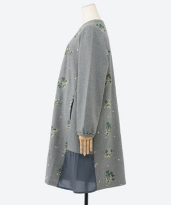 裏毛裏起毛ドット＆フラワー刺繍ワンピース 46920254 | super