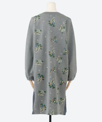 スーパーハッカフィーユ（super hakka feuille）/[15〜19号]裏毛裏起毛ドット&フラワー刺繍ワンピース 裏毛裏起毛ドット＆フラワー刺繍ワンピース 46920254 | super