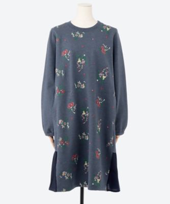 裏毛裏起毛ドット＆フラワー刺繍ワンピース 46920254 | super