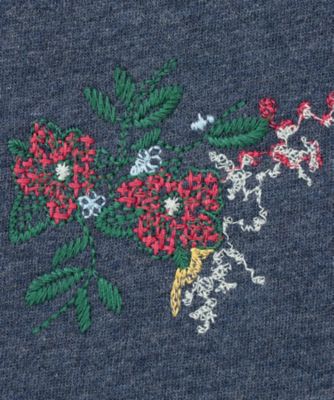 裏毛裏起毛ドット＆フラワー刺繍プルオーバー 46950954