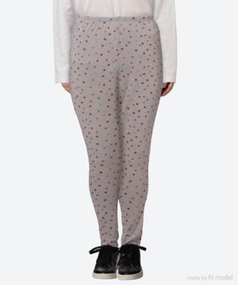 ＜super hakka feuille (Women/大きいサイズ)＞マシュマロタッチベア天竺ランダムドットプリントレギンス　４６９６０１５４