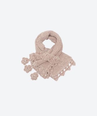 フラワーかぎ針モチーフ＆スカラップモールヤーンマフラー