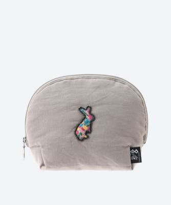 ＜super hakka feuille (Women/大きいサイズ)＞ウサギモチーフ付きコーデュロイラウンドポーチ　３４０００２５４