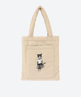 ＜super hakka feuille (Women/大きいサイズ)＞「ｇｌａｎｔａ」ＳＵＰＥＲ　ＨＡＫＫＡ×保坂優子　「このドレス」プリント＋刺繍　中綿入りトートバッグ　３４０１００６１