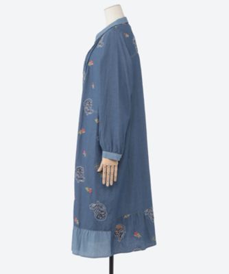 ライトオンスデニム ローズスケッチ刺繍ワンピース 46120061
