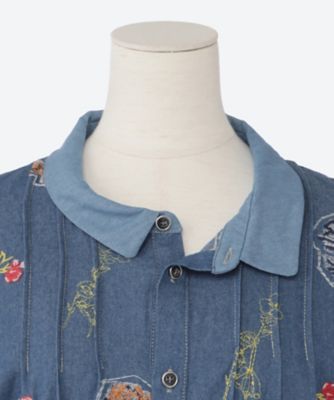 ライトオンスデニム ローズスケッチ刺繍ワンピース 46120061