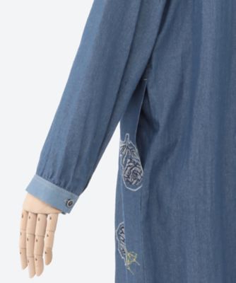 ライトオンスデニム ローズスケッチ刺繍ワンピース 46120061