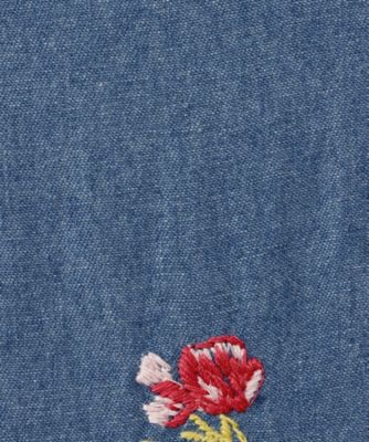 【NEW】スーパーハッカフィーユ（super hakka feuille）/[15〜19号]ライトオンスデニム ローズスケッチ刺繍スカート(裏地無し) ライトオンスデニム ローズスケッチ刺繍スカート（裏地無し