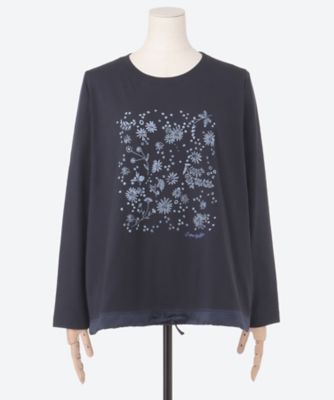 フラワーシャワー発泡プリント 裾ドロストカットソー 46950361
